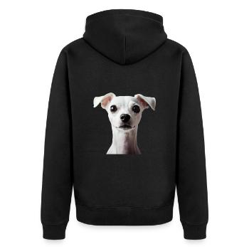 Italienischer Windspielhund - Unisex Premium Bio Zip Hoodie - Schwarz - Hinten - Nico (187cm)