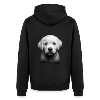 Labrador Retriever - Unisex Premium Bio Zip Hoodie - Schwarz - Hinten - Nico (187cm)