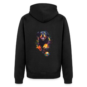 Neufundland - Unisex Premium Bio Zip Hoodie - Schwarz - Hinten - Nico (187cm)