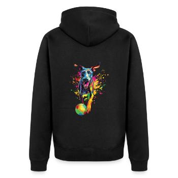 Windhund - Unisex Premium Bio Zip Hoodie - Schwarz - Hinten - Nico (187cm)