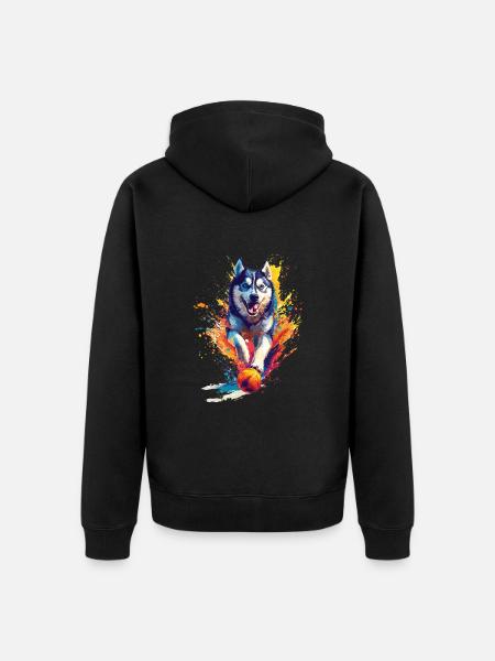 Sibirischer Husky - Unisex Premium Bio Zip Hoodie - Schwarz