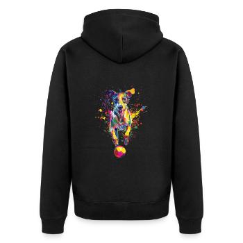 Whippet - Unisex Premium Bio Zip Hoodie - Schwarz - Hinten - Nico (187cm)