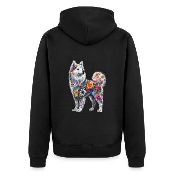 Samojede - Unisex Premium Bio Zip Hoodie - Schwarz - Hinten - Nico (187cm)