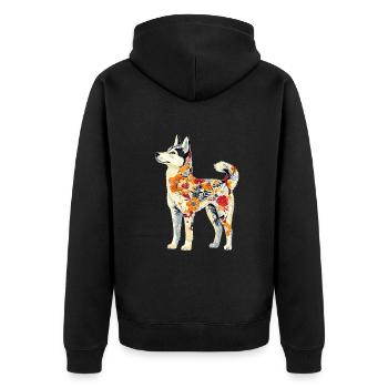 Sibirischer Husky - Unisex Premium Bio Zip Hoodie - Schwarz - Hinten - Nico (187cm)