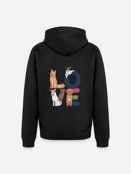 Liebe Hunde - Unisex Premium Bio Zip Hoodie - Schwarz