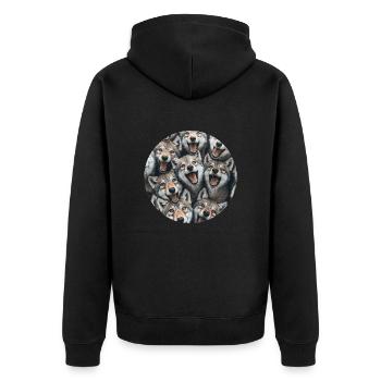 Wolf - Unisex Premium Bio Zip Hoodie - Schwarz - Hinten - Nico (187cm)