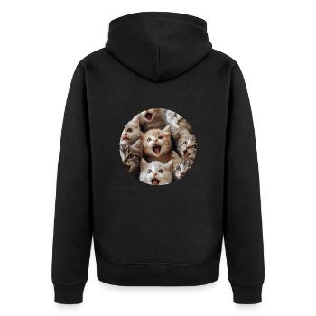 Britisch Kurzhaar - Unisex Premium Bio Zip Hoodie - Schwarz - Hinten - Nico (187cm)
