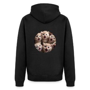 Schottische Faltohrkatze - Unisex Premium Bio Zip Hoodie - Schwarz - Hinten - Nico (187cm)