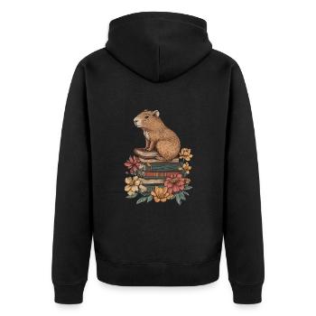 Wasserschwein - Unisex Premium Bio Zip Hoodie - Schwarz - Hinten - Nico (187cm)