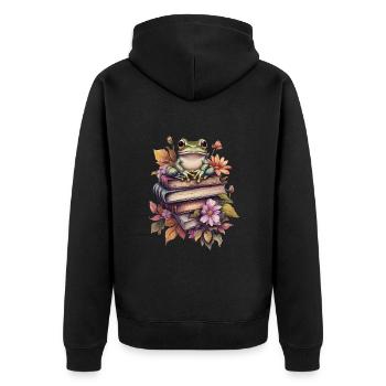 Frosch - Unisex Premium Bio Zip Hoodie - Schwarz - Hinten - Nico (187cm)