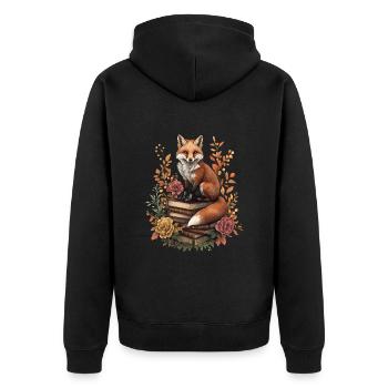 Fuchs - Unisex Premium Bio Zip Hoodie - Schwarz - Hinten - Nico (187cm)