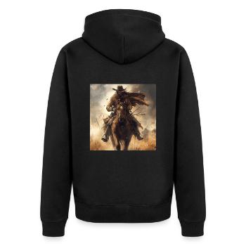 Cowboy - Unisex Premium Bio Zip Hoodie - Schwarz - Hinten - Nico (187cm)