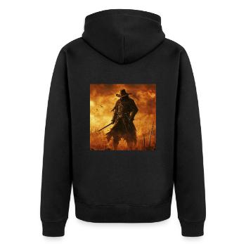 Cowboy - Unisex Premium Bio Zip Hoodie - Schwarz - Hinten - Nico (187cm)