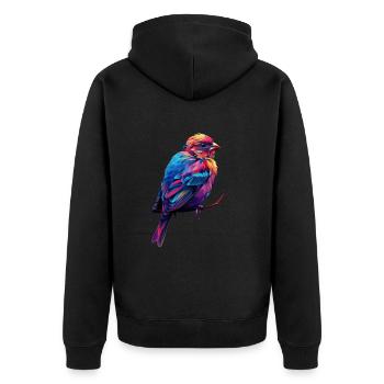 Finch Bird - Unisex Premium Bio Zip Hoodie - Schwarz - Hinten - Nico (187cm)