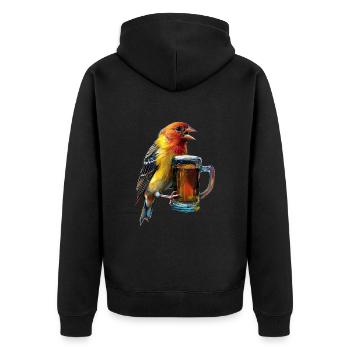 Finch Bird Bier - Unisex Premium Bio Zip Hoodie - Schwarz - Hinten - Nico (187cm)