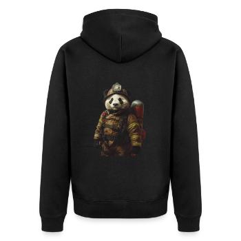 Panda - Unisex Premium Bio Zip Hoodie - Schwarz - Hinten - Nico (187cm)