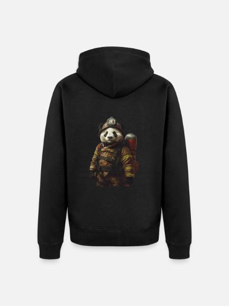 Panda - Unisex Premium Bio Zip Hoodie - Schwarz