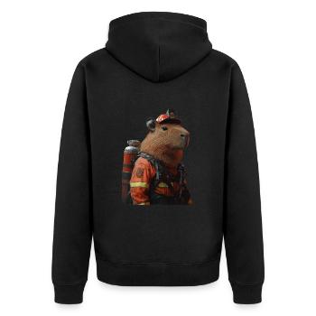 Wasserschwein - Unisex Premium Bio Zip Hoodie - Schwarz - Hinten - Nico (187cm)