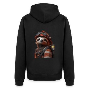 Faultier - Unisex Premium Bio Zip Hoodie - Schwarz - Hinten - Nico (187cm)