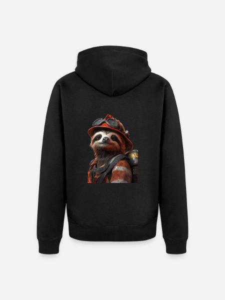 Faultier - Unisex Premium Bio Zip Hoodie - Schwarz