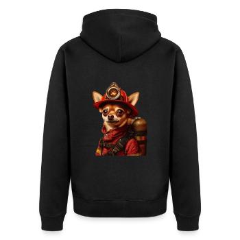 Chihuahua - Unisex Premium Bio Zip Hoodie - Schwarz - Hinten - Nico (187cm)