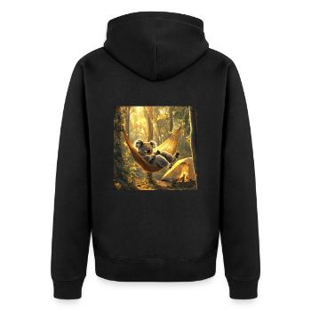 Koala - Unisex Premium Bio Zip Hoodie - Schwarz - Hinten - Nico (187cm)