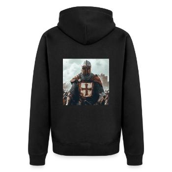 Soldat Krieger - Unisex Premium Bio Zip Hoodie - Schwarz - Hinten - Nico (187cm)