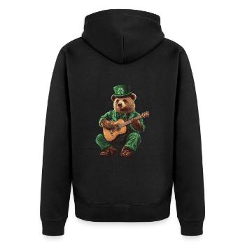 Tragen - Unisex Premium Bio Zip Hoodie - Schwarz - Hinten - Nico (187cm)
