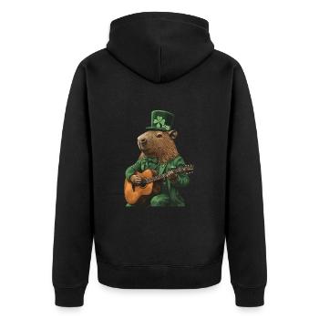 Wasserschwein - Unisex Premium Bio Zip Hoodie - Schwarz - Hinten - Nico (187cm)