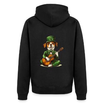 Hund - Unisex Premium Bio Zip Hoodie - Schwarz - Hinten - Nico (187cm)