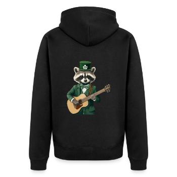Waschbär - Unisex Premium Bio Zip Hoodie - Schwarz - Hinten - Nico (187cm)