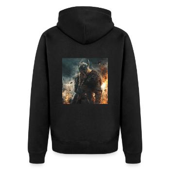 Wikinger - Unisex Premium Bio Zip Hoodie - Schwarz - Hinten - Nico (187cm)