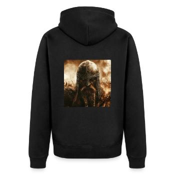 Wikinger - Unisex Premium Bio Zip Hoodie - Schwarz - Hinten - Nico (187cm)