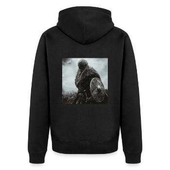Wikinger - Unisex Premium Bio Zip Hoodie - Schwarz - Hinten - Nico (187cm)