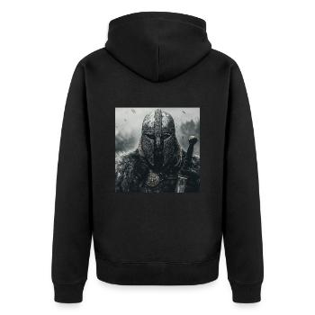 Wikinger - Unisex Premium Bio Zip Hoodie - Schwarz - Hinten - Nico (187cm)