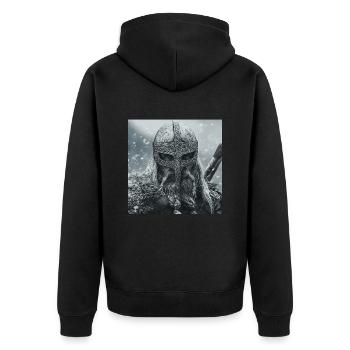 Wikinger - Unisex Premium Bio Zip Hoodie - Schwarz - Hinten - Nico (187cm)