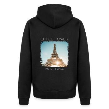 Eiffelturm - Unisex Premium Bio Zip Hoodie - Schwarz - Hinten - Nico (187cm)