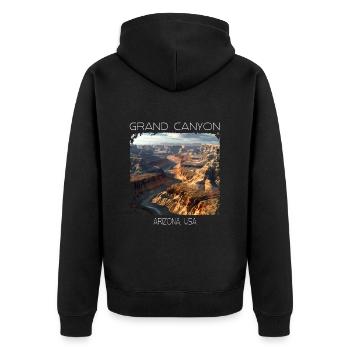 Grand Canyon - Unisex Premium Bio Zip Hoodie - Schwarz - Hinten - Nico (187cm)