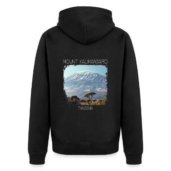 Berg Kalimanjaro - Unisex Premium Bio Zip Hoodie - Schwarz - Hinten - Nico (187cm)