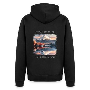 Berg Fuji - Unisex Premium Bio Zip Hoodie - Schwarz - Hinten - Nico (187cm)