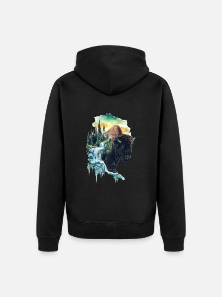 Bison - Unisex Premium Bio Zip Hoodie - Schwarz