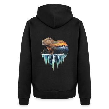 Wasserschwein - Unisex Premium Bio Zip Hoodie - Schwarz - Hinten - Nico (187cm)