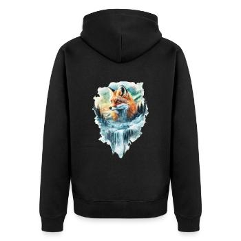 Fuchs - Unisex Premium Bio Zip Hoodie - Schwarz - Hinten - Nico (187cm)