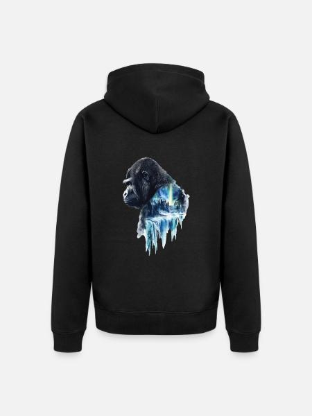 Gorilla - Unisex Premium Bio Zip Hoodie - Schwarz