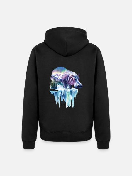 Nilpferd - Unisex Premium Bio Zip Hoodie - Schwarz