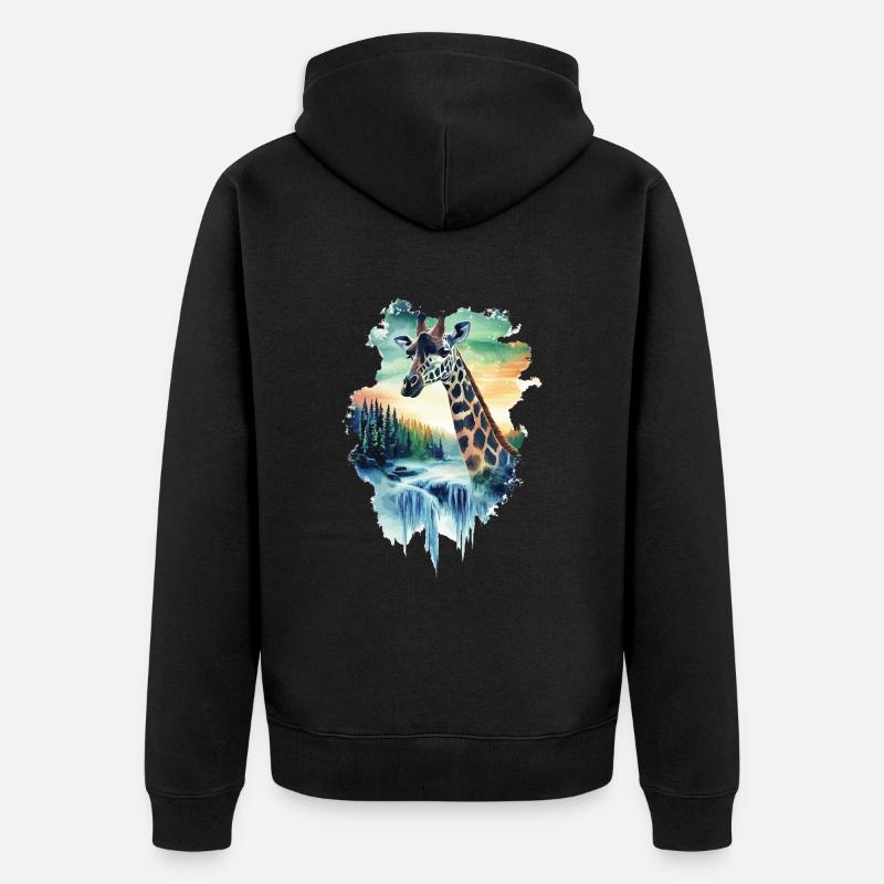 Giraffe - Unisex Premium Bio Zip Hoodie - Schwarz
