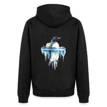 Pinguin - Unisex Premium Bio Zip Hoodie - Schwarz - Hinten - Nico (187cm)