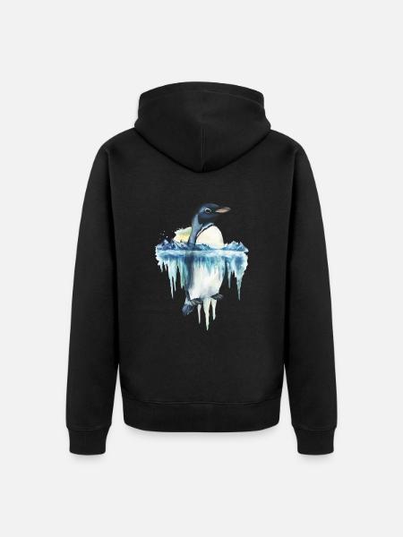 Pinguin - Unisex Premium Bio Zip Hoodie - Schwarz