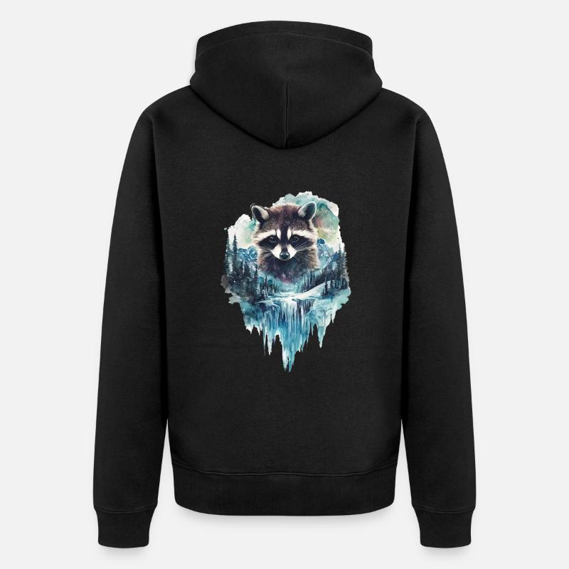 Waschbär - Unisex Premium Bio Zip Hoodie - Schwarz