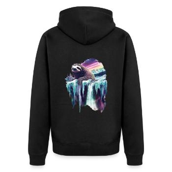 Faultier - Unisex Premium Bio Zip Hoodie - Schwarz - Hinten - Nico (187cm)